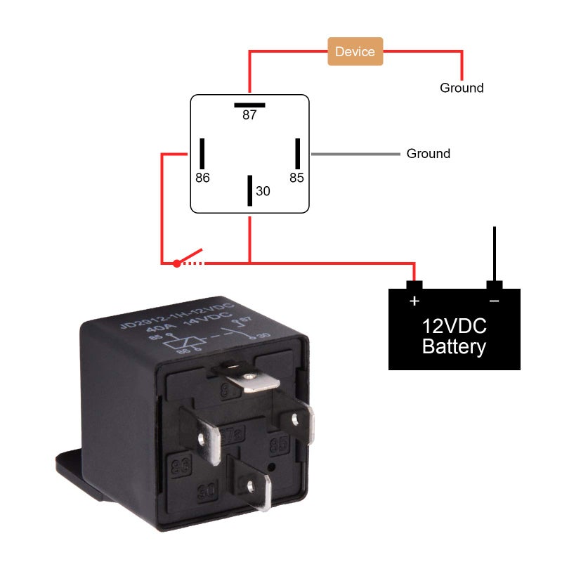EHDIS Car Relay 4 Pin 12v 40amp Spst Model No.: JD2912-1H-12VDC 40A 14VDC, Auto Switches & Starters,Pack of 2 - Image 2